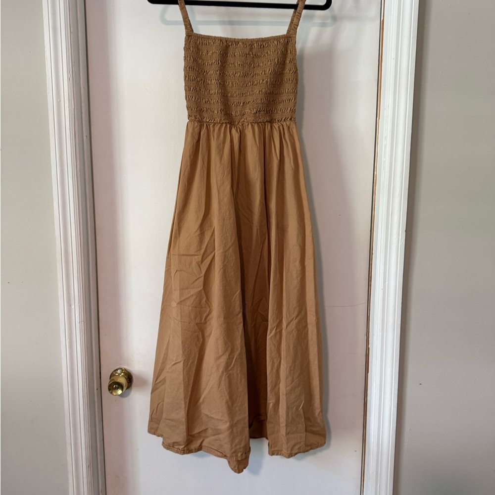 Smocked Sleeveless Midi Dress